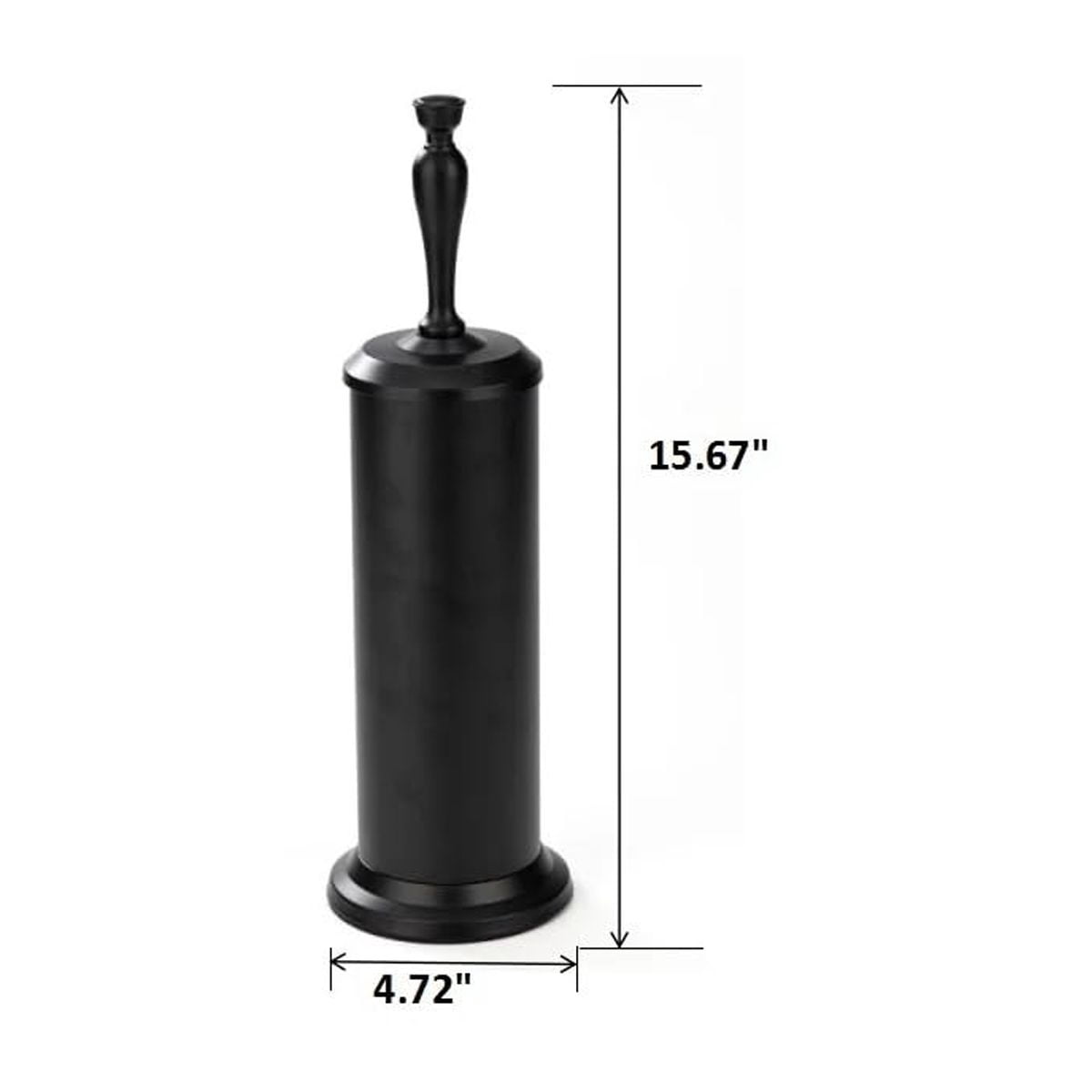 J&V TEXTILES Toilet Brush, Toilet Bowl Brush with Extra Long Handle Durable Bristles Toilet Scrubber and Covered Holder for Toilet Brush Set for Bathroom Cleaning Matte Black