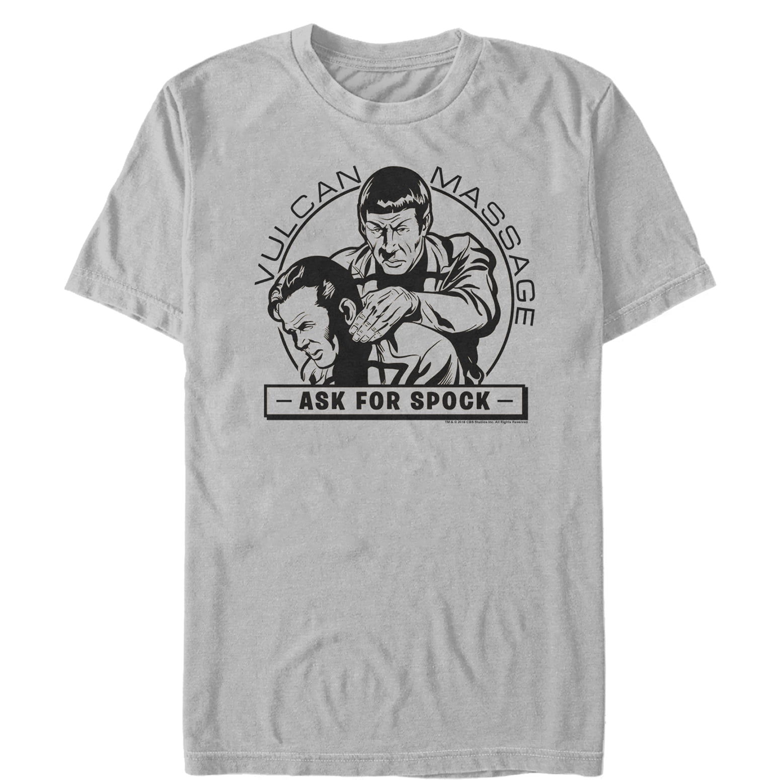 Men's Star Trek Vulcan Massage, Ask For Spock Graphic Tee Silver 3X Large