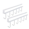 thumbnail image 2 of 2 Pack Under Cabinet Hooks 6 Hook Rack Kitchen Utensil Organizer No Drill Mounting For Cupboard Shelf Hanger And Space Saving, 2 of 9