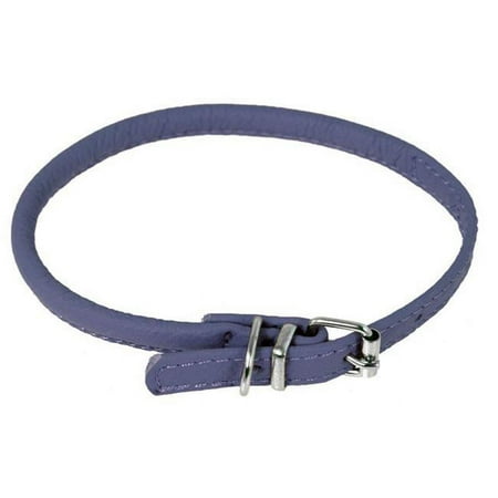 Dogline L1001-9 8-10 L x 0.25 W in. Round Leather Collar Purple