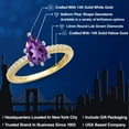 thumbnail image 2 of Gem Stone King 14K Two Tone Gold Purple Amethyst and Lab Grown Diamond Engagement Ring for Women | 1.25 Cttw | Pear Shape 9X6MM | Gemstone February Birthstone | Size 6, 2 of 6