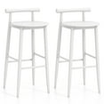 thumbnail image 1 of Gymax Bar Height Stools Set of 2 Bar Chair w/ Acacia Wood Frame Supporting Legs White, 1 of 8