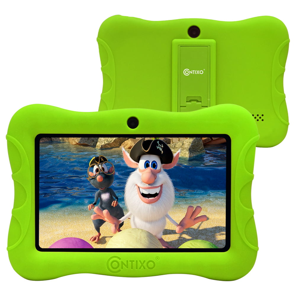 Contixo 7 inch Kids Tablet Android WiFi Camera 16GB Bluetooth Learning Tablet for Toddlers Children Kids Parental Control Pre-Installed Free Education Apps w/Kid-Proof Protective Case, V8-3-ST Green