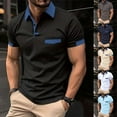 thumbnail image 3 of Summer Savings WTXUE Polos Short Sleeve, Scrunch Neck Polo Golf Shirts for Men Spring Summer Casual Buttons Lapel T Shirt Tops Solid, Workwear for Men Navy XXL, 3 of 6