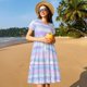 thumbnail image 4 of Fotbe Striped Gradient Vestido Largo de Moda para Mujer, Vestido Tipo Camiseta con Manga Corta y Estilo Casual a Rayas y Bloques de Color, 4 of 6