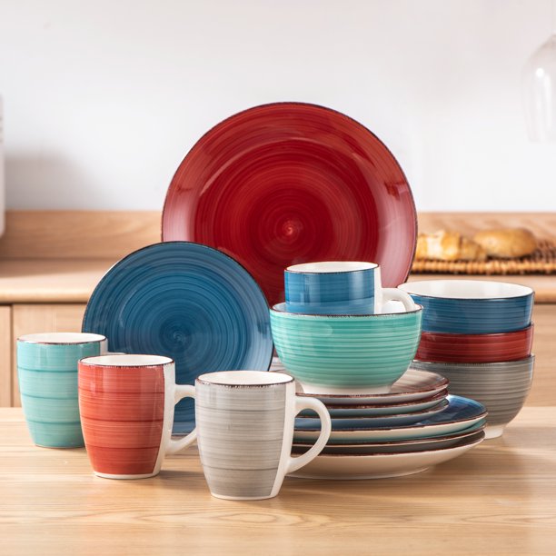 vancasso, Series Bella, 16Piece Stoneware Dinnerware Set, Turquoise