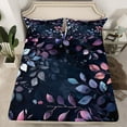 thumbnail image 2 of jejeloiu Rustic Plant Leaves Queen Sheet Sets,Modern Aesthetic Flat Sheet,Purple Pink Deepblue Queen Fitted Sheet For Men Women,Super Cozy Room Decor,4pcs, 2 of 7