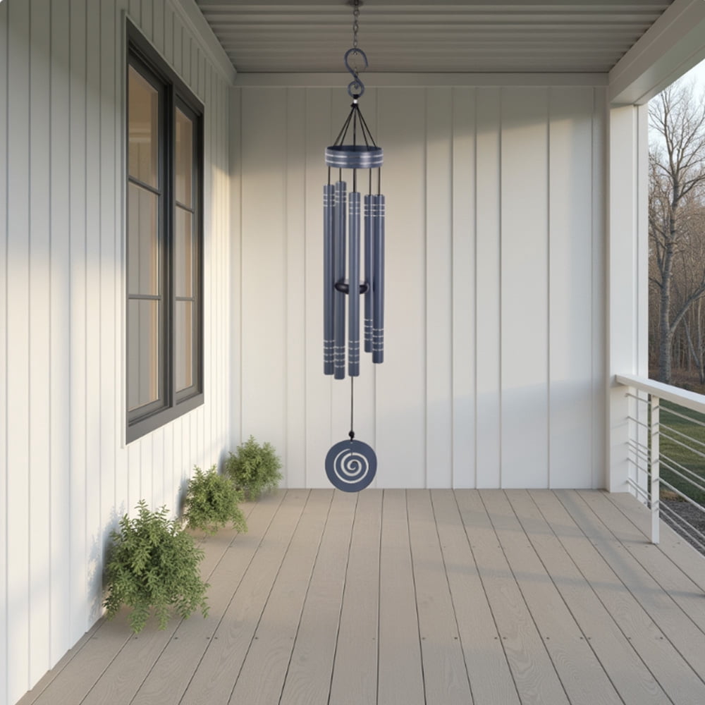 Sunset Vista Design 41" Heavy Tone Wind Chimes, Modern Wind Chimes with Aluminum Tubes and S Hook,Outdoor/Indoor Wind Chimes for Home Garden Hanging Decor,Window Wind Bells, Gray