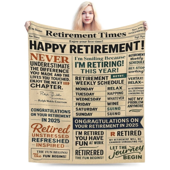 Happy Retirement Gifts for Women Men, Retirement Blanket 2025, Retirement Gifts, FarewellGoing Away Gifts for Coworker Leaving, Best Retirement Gifts for Woman Man 50x40