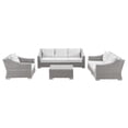 thumbnail image 2 of Modway Conway 4-Piece Outdoor Patio Wicker Rattan Furniture Set in Light Gray White, 2 of 10