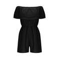 thumbnail image 5 of Women Boho Summer Romper Casual Floral Print Off Shoulder Strapless Shorts Jumpsuits, 5 of 7