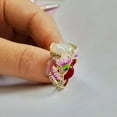 thumbnail image 3 of K-KED Women Multicolor 925 Silver Rings Cubic Zirconia Wedding Delicate Jewelry Gift Size 6-10-Flower-7, 3 of 6