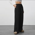 thumbnail image 5 of Tnhcen Women's High Waist Wide Leg Pants Solid Color Drawstring Waist Loose Fit Casual Trousers Nylon Spandex Soft Draping Straight Leg Joggers for Women Plus Size S-2XL, 5 of 8