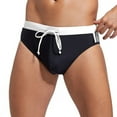 thumbnail image 5 of Wyobmus Men's Triangle Swim Briefs High Elasticity and Soft Low Rise Swimsuit Solid Beach Swimwear Bikini Sport With Drawstring D-Black, 5 of 8