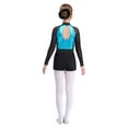 thumbnail image 5 of Aislor Kids Girls Shiny Rhinestones Gymnastic Long Sleeve Leotard with Shorts Skating Dancewear Light Blue 8, 5 of 7
