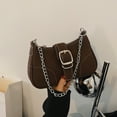 thumbnail image 3 of Hotian Handbag for Women Top Buckle Suede Shoulder Bags with Chain Purses Coffee, 3 of 8