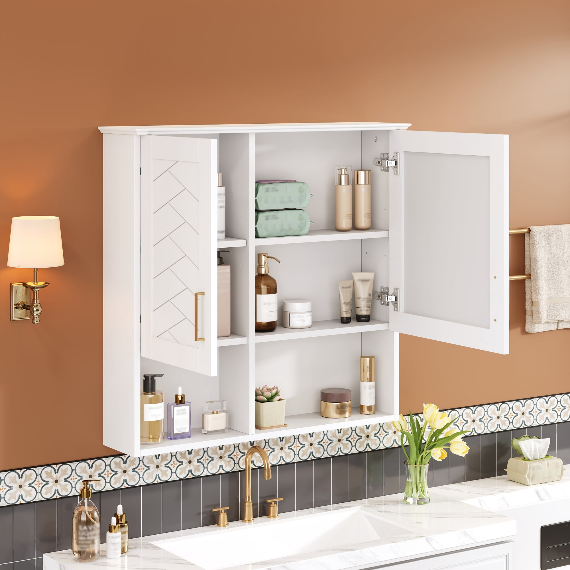 Euroco 2-in-1 Bathroom Mirror Cabinet, 30 inch Wall Mounted Medicine Cabinet with Adjustable Shelves & Soft Close Doors, High-Define Mirror with Storage for Bathroom Vanity