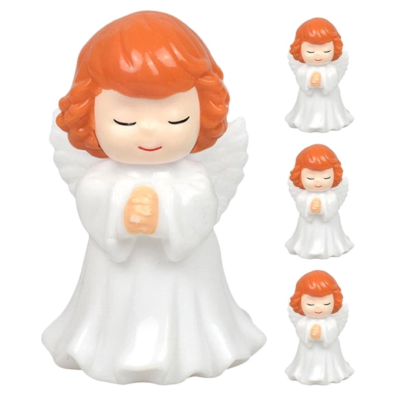 OFFIGAM 4Pcs Small White Angel Statue Plastic Sculpture for Wedding Garden Party Decoration