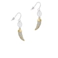 thumbnail image 2 of Delight Jewelry Goldtone Large Crystal Sabre Tooth Silvertone Leaf French Earrings, 2 of 5