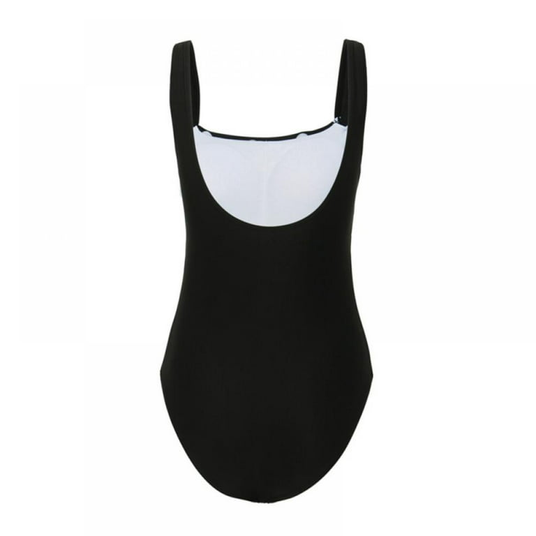 Women's Black One Piece Bathing Suit Ruched Tummy Control Swimsuit 
