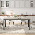thumbnail image 3 of QinaQin Industrial Style Dining Table, 70.9-Inch/71-Inch Rectangular Wooden Table, Seats 4-6 People, Metal Frame, Rounded Corners, for Dining Room, Kitchen, Restaurant (Chairs Not Included), 3 of 7