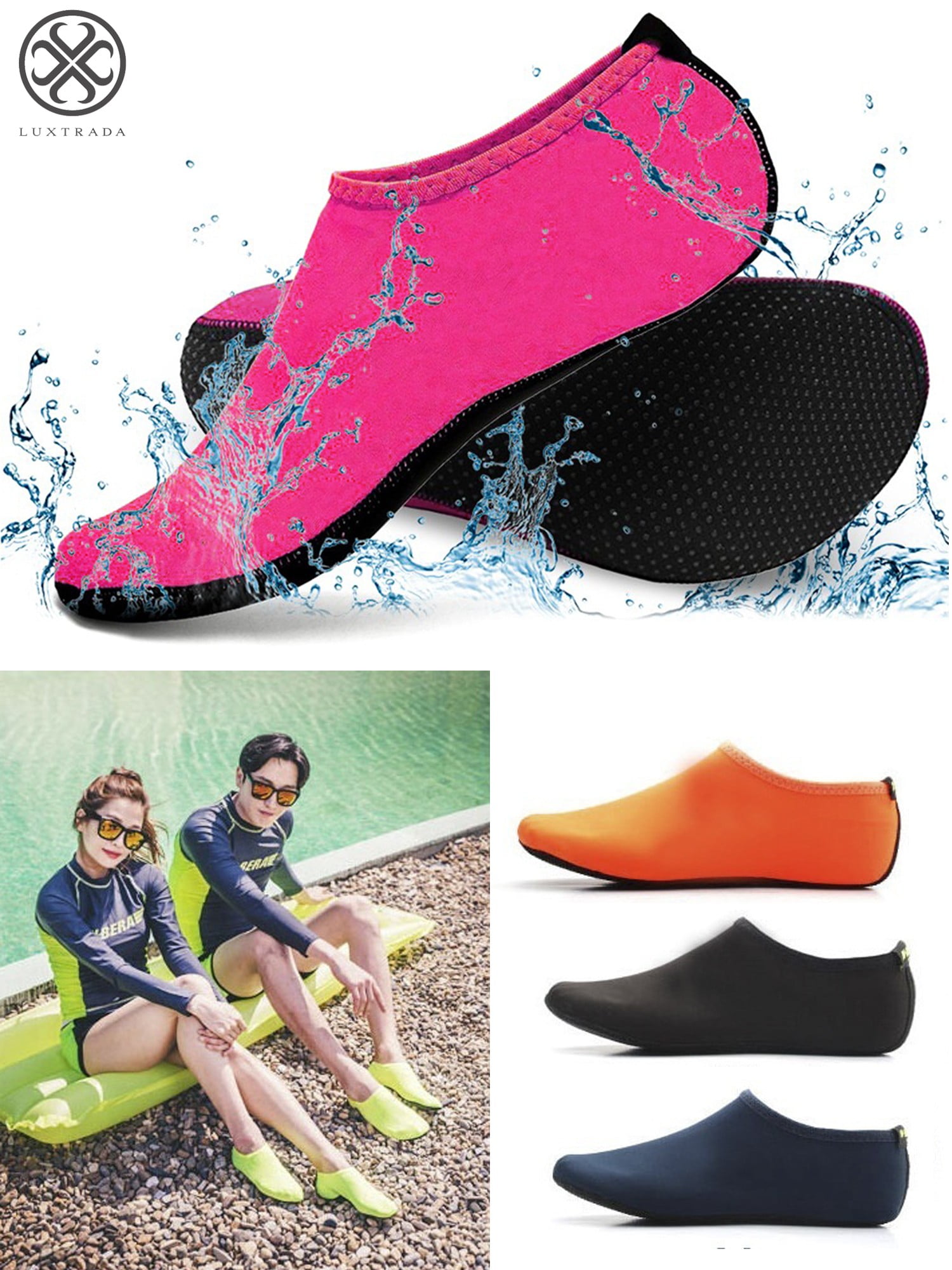 New Womens Wave Slip on Water Shoes/Aqua Socks/Beach Pool, Yoga
