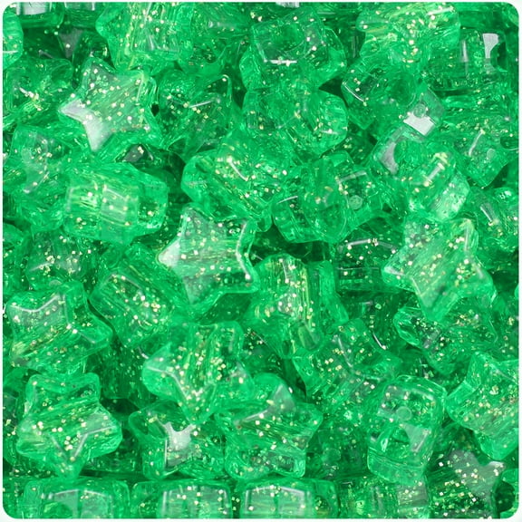BeadTin Mint Sparkle 13mm Star Pony Beads (250pcs)