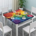 thumbnail image 3 of Colorful Tie Dye Circle Swirl Pattern Square Fitted Tablecloth with Elastic Edge,Square Table Cover,Washable Elastic Table Cover for Home Kitchen Party Decor 34"x34", 3 of 6