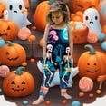 thumbnail image 2 of WERYOUNG Girls Boys Onesie Fashion Sleeveless Round Neck Cartoon Skeleton Printed Spaghetti Strap Halloween Jumpsuit Leisure Birthday Party One-Pieces,Blue,3-4 Years, 2 of 5
