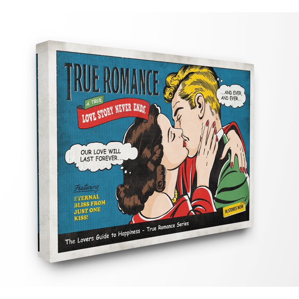 Stupell Industries True Romance Vintage Comic Book Design Canvas Wall Art by Ester Kay