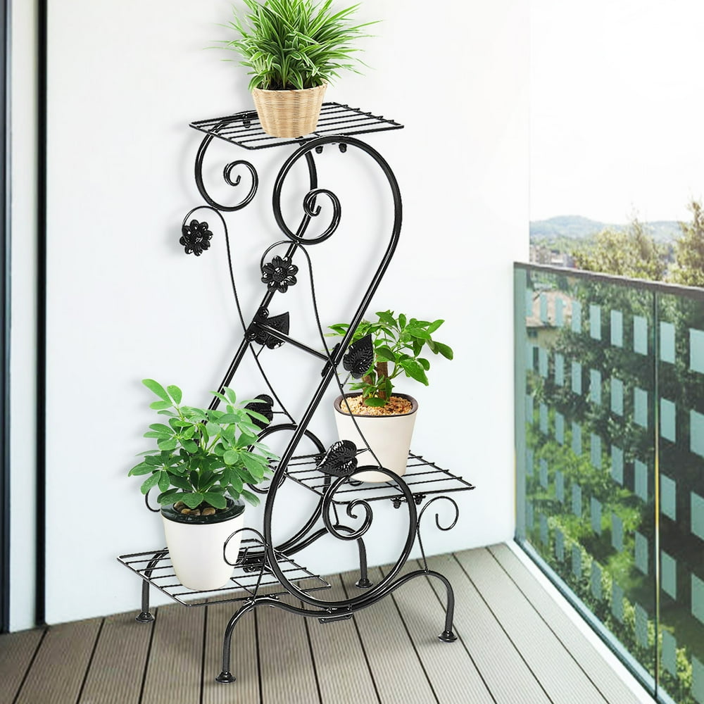 3-Tier Metal Plant Stand - Indoor Outdoor Flower Pot Holder Shelf Plant