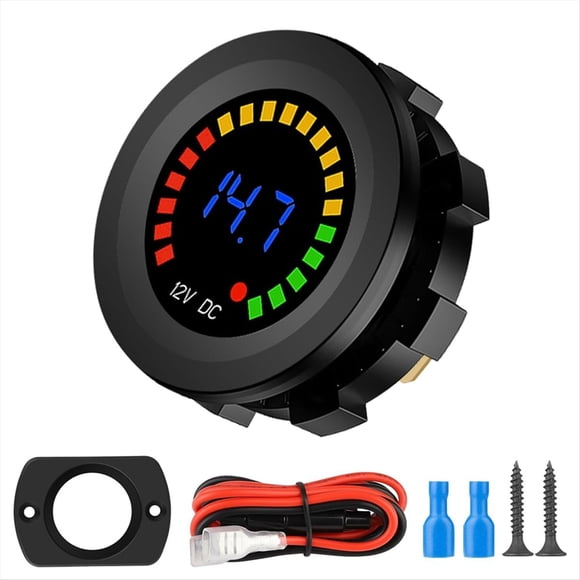 Voltage Meter,12V LED Digital Display Voltage Meter Car Voltmeter Measuring Device Voltage Tester Measuring Device,1 * voltage table 1 set * accessories,Black