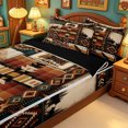 thumbnail image 3 of meiyoeat Howling Wolf Zipper Full Size Comforter Sets with Fitted Sheet and 2 Pillowcases,Vintage Aztec Geometric Pattern Zipper Bedding Set For Boys,Black Reversible,4 Pieces, 3 of 7