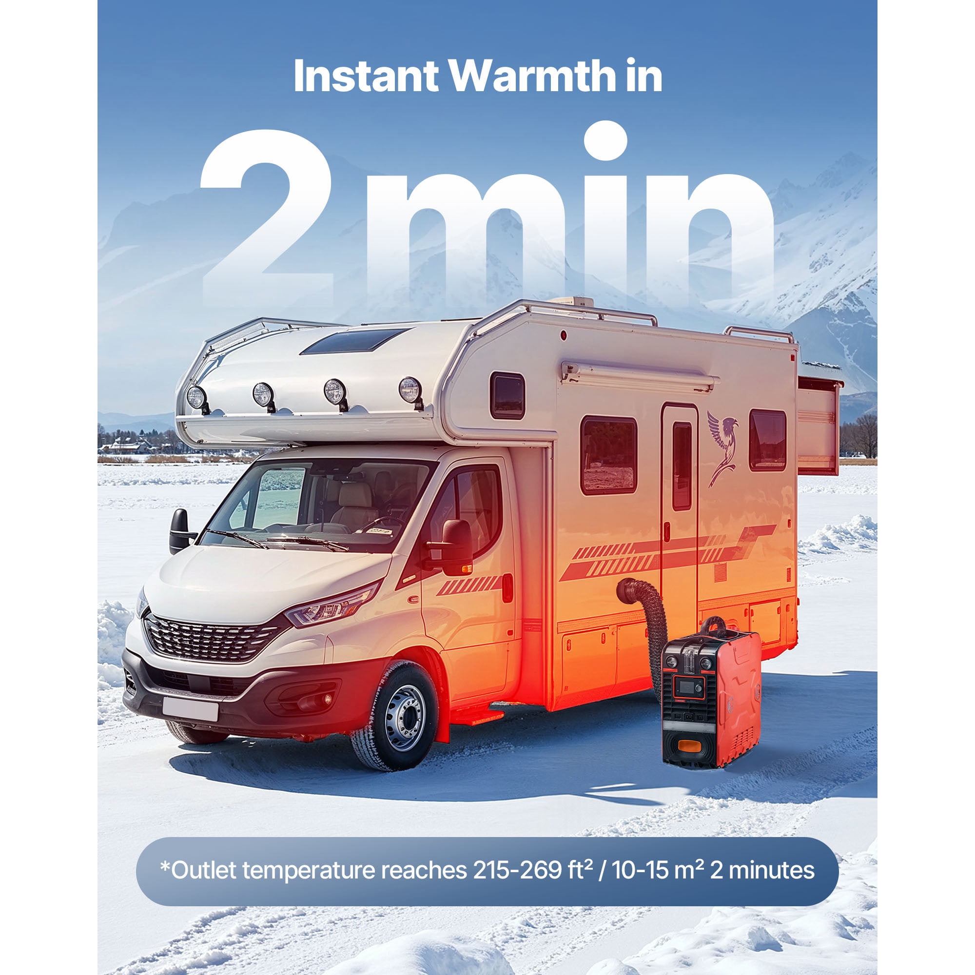KFFKFF Portable 8KW Diesel Air Heater, DC 12V, All-in-One Unit with Bluetooth App Control, Remote Control, LCD Screen, and 1.2 Gal Fuel Tank for Vehicles, RVs, Campers, Vans, and Garages