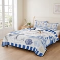 thumbnail image 2 of Full Quilt Set 78''x90'', Coastal Blue Lightweight Bedspread Coverlet Set with 2 Pillow Shams, Ocean Nautical Lighthouse Starfish Anchor Breathable All Season Quilt Bedding for Bedroom/Guest Room, 2 of 9