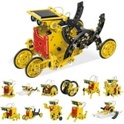 PicassoTiles 12-in-1 Solar Powered Transform Robot Set, STEM Educational Engineering Toy, Creative DIY Science Kit for Kids Boys & Girls Age 8+