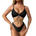 thumbnail image 4 of B91xZ Women's Two Piece Bikini Swimsuit Halter High Waisted Bikini Set Swimsuit Backless Bathing Suits,Black L, 4 of 4