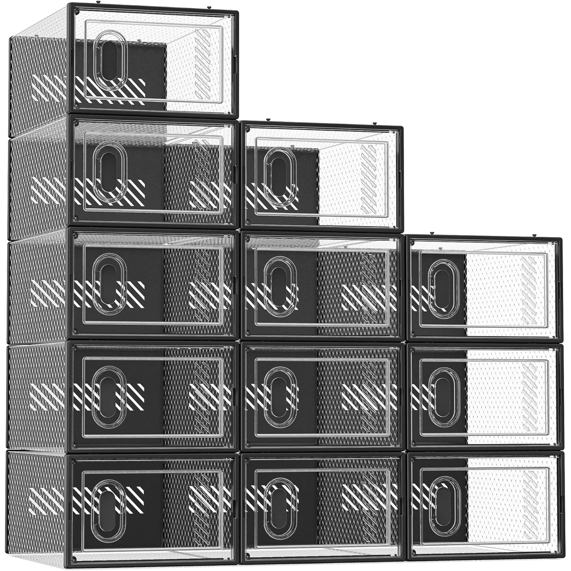 Clear Shoe Storage Boxes Stackable Shoe Organizer for Closet