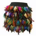 thumbnail image 5 of SWSMCLT Women's Halloween Tutu Skirts Mardi Gras Feather Skirt Iridescent Belly Dance Mini Tulle Fringe Gothic Skirt Multicolored Rainbow X-Large, 5 of 5