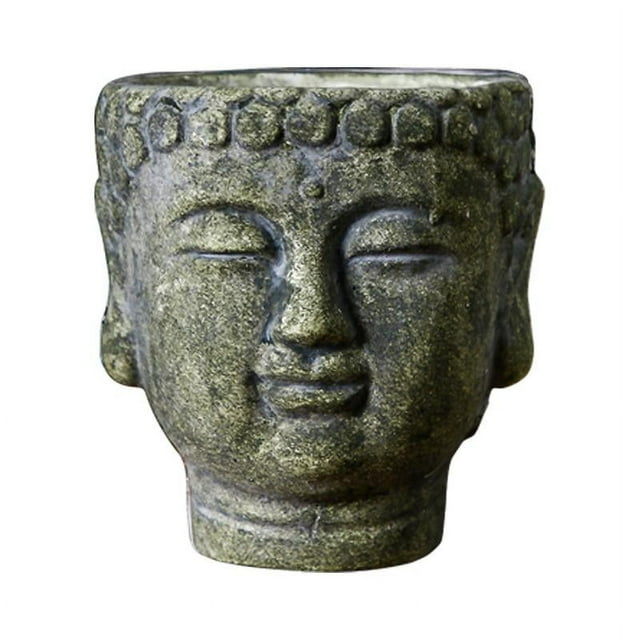 Maceta de cemento con forma de cabeza de Buda, contenedor para plantas, decoración, figura novedosa, maceta para Verde