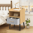 thumbnail image 2 of ENYOPRO Oak Nightstand Set of 2 with Drawer and Shelf, 2-Tier Storage End Table, Versatile Nightstand for Kids Adults, Modern End Side Table for Home and office, 2 of 6