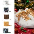 thumbnail image 1 of Cordones navideños para zapatillas y botas - Patrones navideños con copos de nieve y renos - Cordones de poliéster duraderos para estilo estacional, 1 of 6