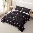 thumbnail image 3 of Manfei Cute Stars Polka Dot Bed Spread Queen,Playful Design Queen Coverlet Set,Black Pink,Pink Reversible,3 Pieces,1 Quilt and 2 Pillowcases, 3 of 7