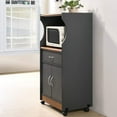Hodedah Wheeled Microwave Island Cart with Drawer and Storage