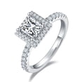 thumbnail image 5 of 1ct Princess Cut Halo Moissanite Engagement Ring, Genuine Moissanite, Anniversary Birthday gift for her In 925 Silver Ring, 5 of 6