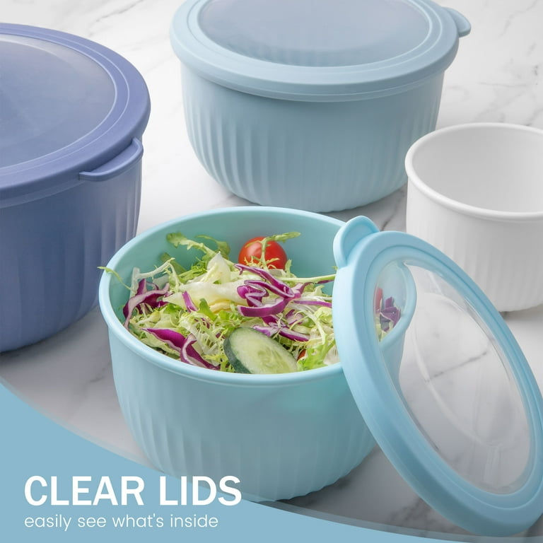 GPED 8 Piece Stackable Mixing Bowls with Lids, Plastic, Airtight