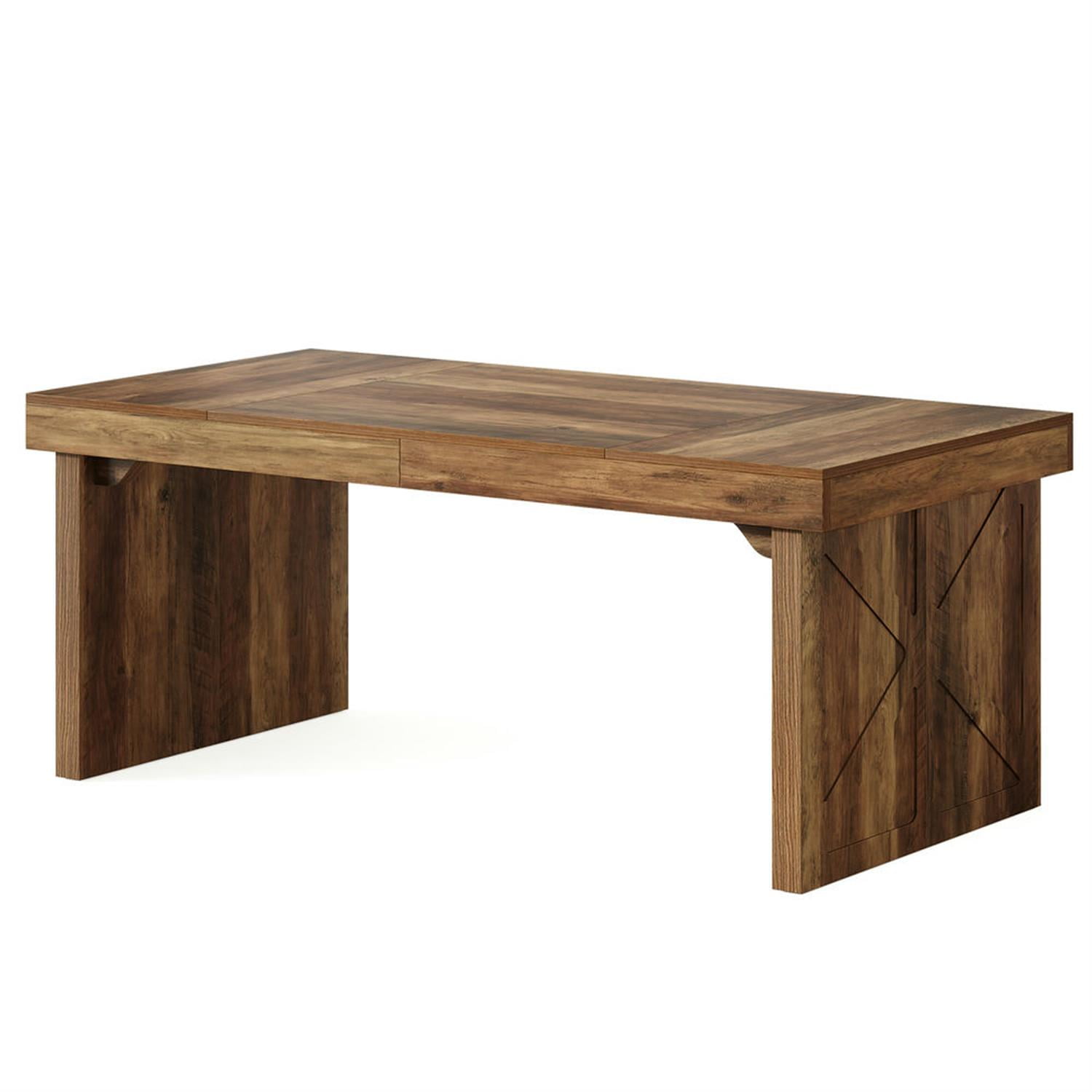 Demi Bonn 63" Wood Executive Computer Desk, Modern Duty Study Writing Gaming Table for Home Office, Rectangle Workstation, Brown