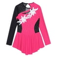 thumbnail image 4 of YONGHS Kids Girls Mesh Splice Gymnastics Leotard Figure Ice Skating Dance Dress Hot Pink 10, 4 of 7