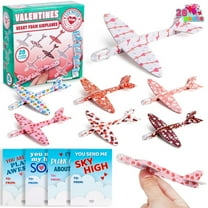 Joyfy 28 Packs Valentines Day Cards with Foam Airplanes for Kids, Valentines Exchange Cards with Boxes for Boys Girls, Valentines School Classroom Party Favors