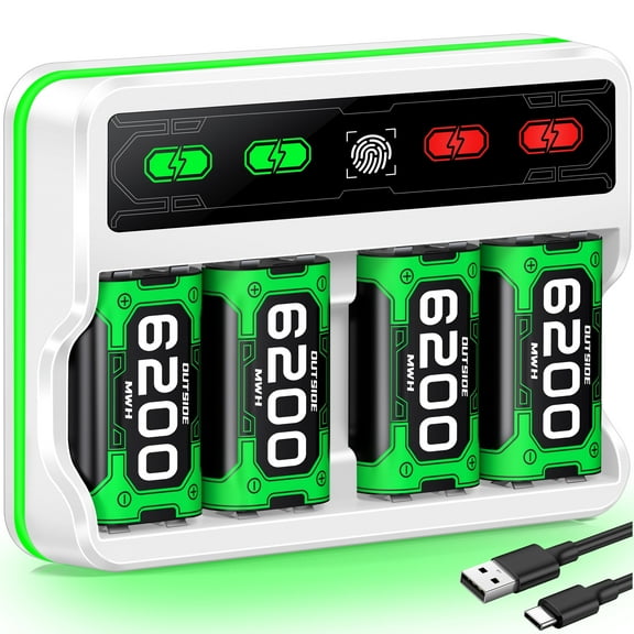 EUROA Xbox One Controller Battery Pack with 4x6200mWh, Rechargeable Batteries for Xbox Series X/S/Xbox One/S / X / Elite